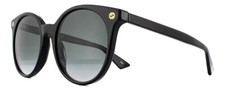 Gucci GG0091S Women's Round Designer Sunglasses in Black Gold/Grey Gradient 52mm