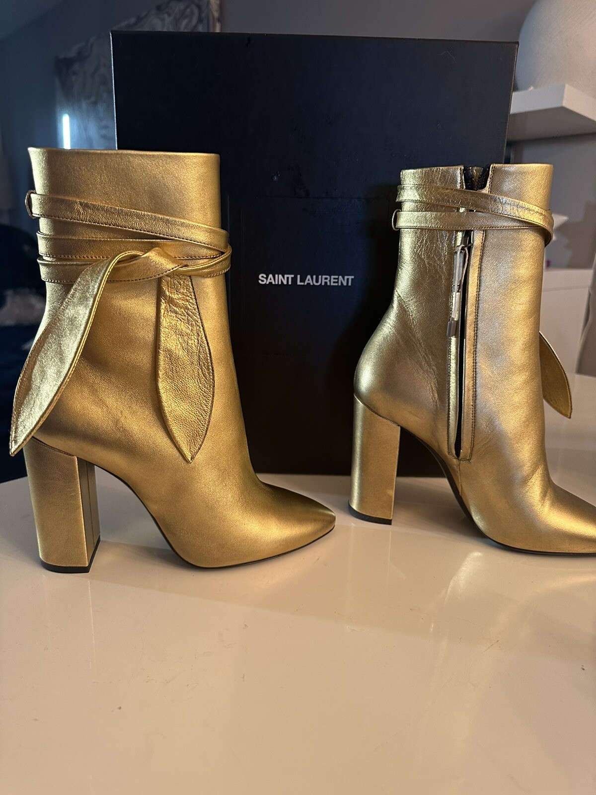 Stivali stivaletti Saint Laurent YSL oro taglia 7