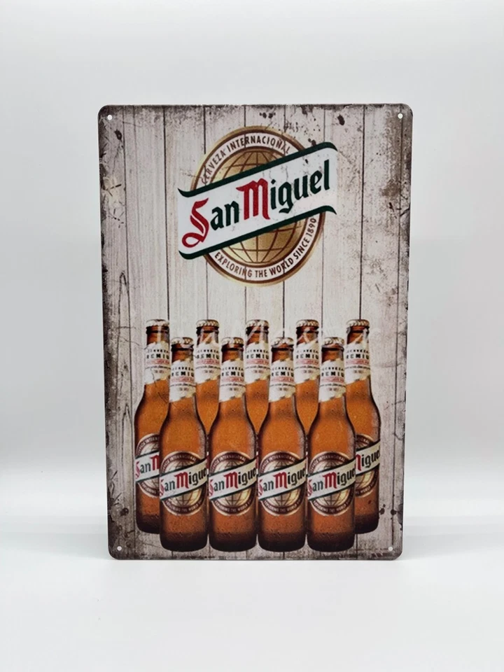 BLACKBEARD WAREHOUSE Blechschild San Miguel 20x30cm Nostalgie Retro Reklame Vintage Bier Geschenk
