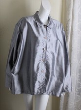 N Touch Sz 3x Fab Unlined Lux Silver Evening Jacket Blazer Lightweight Coat