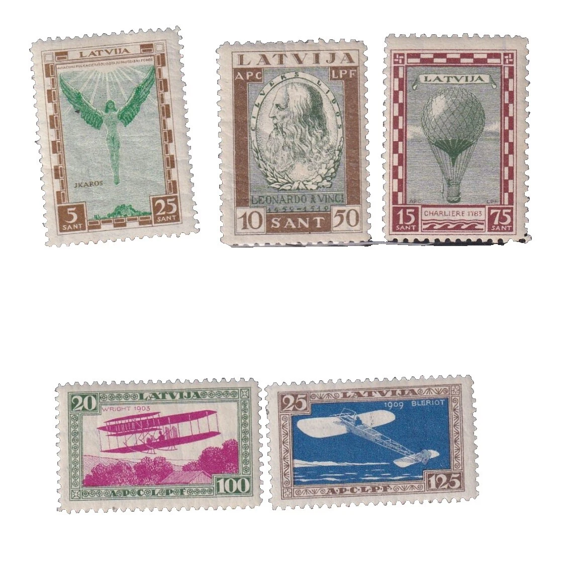 En excelente estado nunca abisagrado/estampillada sin montar o nunca montada Aviation sellos de Letonia