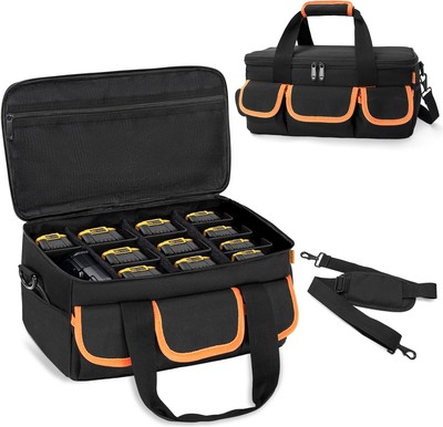 Battery Storage Carrying Bag with 11 Removable Dividers Compatible with DEWALT