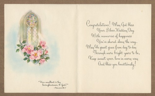 Tarjeta RELIGIOSA 25 ANIVERSARIO DE BODA Sunshine Line vintage sin usar, Dios los bendiga - Imagen 2 de 6