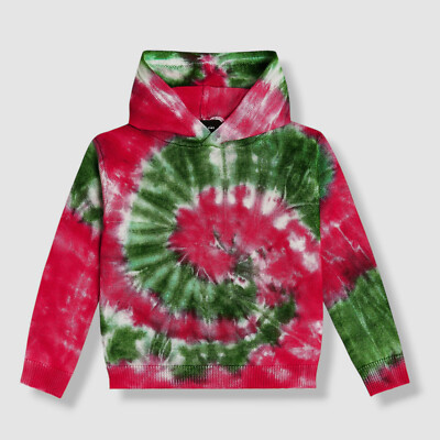 $745 Alanui Kid's Red California Dreamin' Tie-Dye Hoodie Sweater Size 10