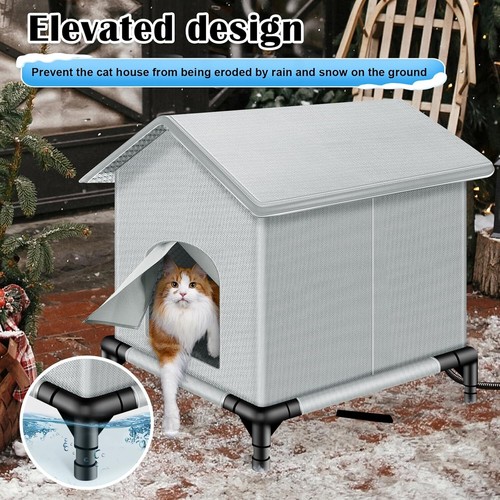 Large Heated Cat House Winter Insulated Cat Shelter Home for Outside Stray Barn - Picture 5 of 11