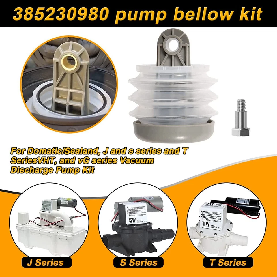For Dometic 385230980 Pump Bellow Kit & 385310076 Duckbill Valve Kit & O-Ring