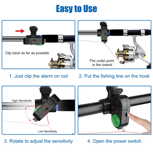 4PCS Fishing Bite Alarm,Electronic LED Clip On Fish Rod Fishing Bite Sound Alarm - Picture 7 of 8