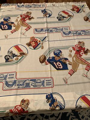 Vintage NFL CURTAIN PANELS  6 Piece Set JC Penney Giants 49ers Oilers Chiefs