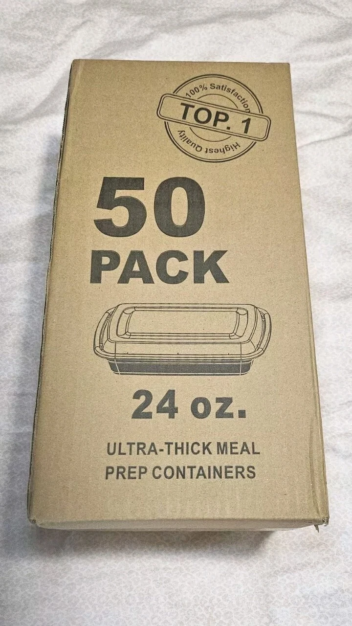 50 Pack 24oz Ultra-thick Meal Prep Containers. Microw, Dishwash, FREEZERSAFE NEW