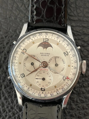 Record Geneve Datofix Triple Calendar Moonphase Vintage HAU