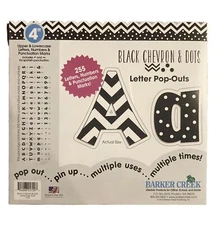 Barker Creek 4" Letter Pop-Outs Black Chevron Dots Multiple Use Designer Letters