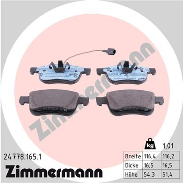 Zimmermann Bremsbelagsatz Scheibenbremse 24778.165.1 FüR IQ Toyota Aston KGJ10_-image