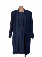 SL Fashions Petites 2-Piece Navy Sheath Dress & Jacket Set 12 Rayon Duster