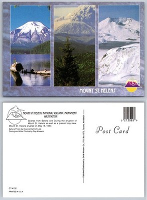 Mount St. Helens Eruption 1980 Before During After Postcard Washington
