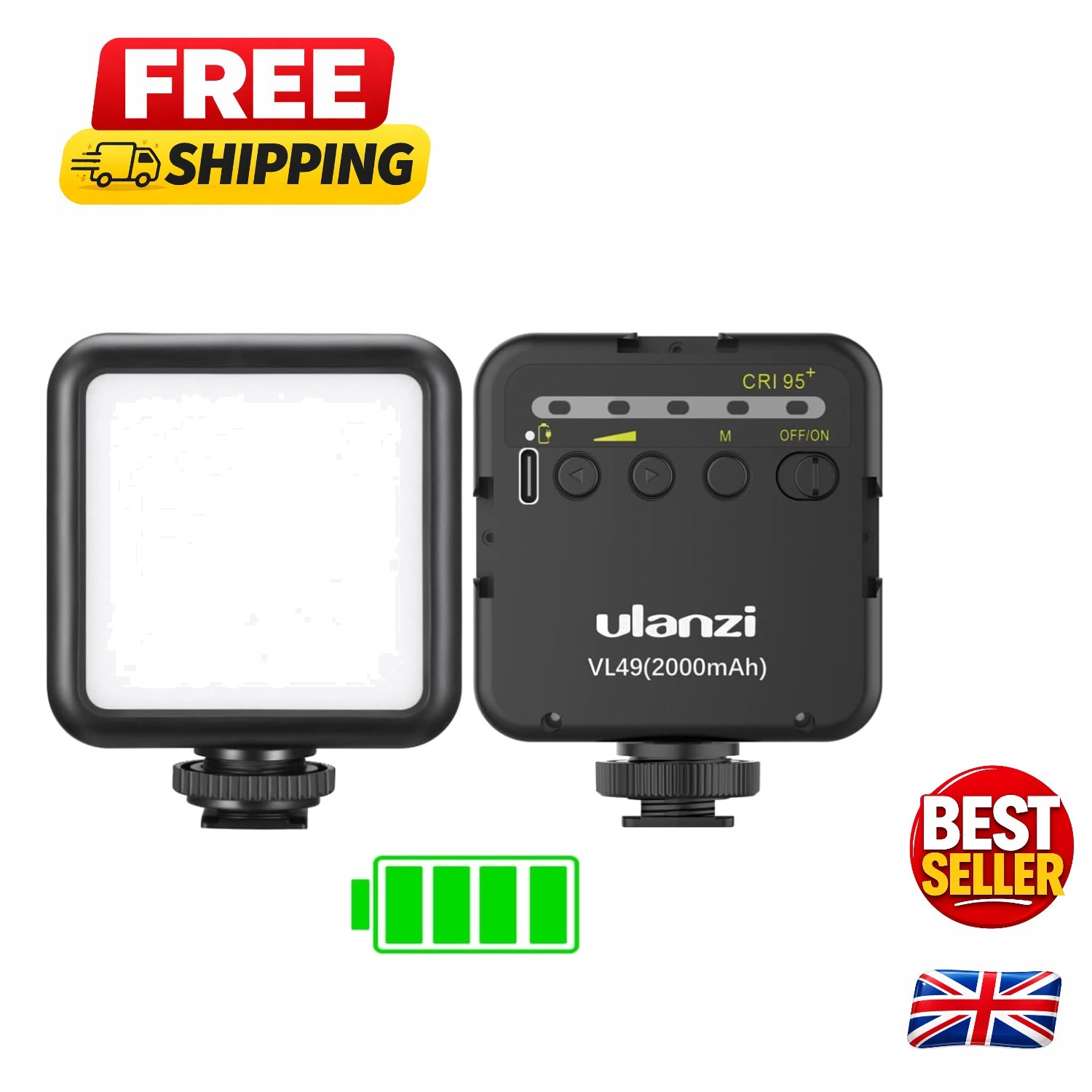 VL49 Camera Light, Led Video Light Dimmable with 2000 mAh Battery, Portable L...