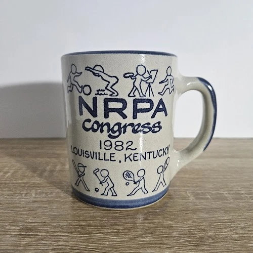 Vintage Louisville Stoneware NRPA Congress Mug Parks & Rec 1982 Kentucky Blue