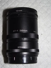 Vivitar AT-1 Extension Macro Tube Set 12mm 20mm 36mm M42 screw mount W CAPS MINT