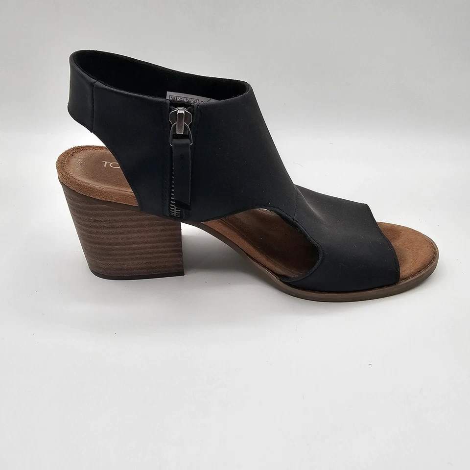 TOMS 鞋女式 8.5 码露趾镂空粗跟短靴拉链凉鞋 — 第 2/4 张图片