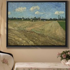 Rustic Country Landscape Oil Painting Canvas Print for Vintage Farmhouse Decor