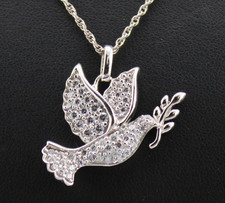 Crystal Peace Dove Olive Branch Sterling Silv...