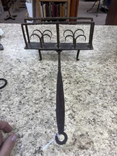 Antique 18th C Wrought Iron Toaster fancy Fireplace Hearth tool. 19x6x6"Roughly.