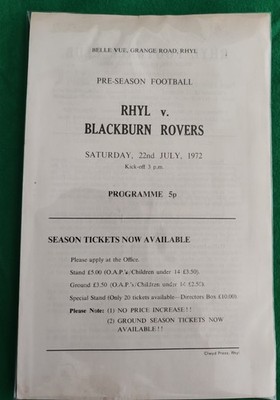 Rhyl FC V Blackburn Rovers Friendly Football Programm 1973/73 selten 4 Seiten sehr guter Zustand 