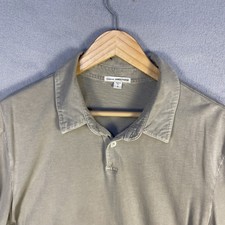 James Perse Polo Shirt Mens 3 Large Taupe Short Sleeve Supima Cotton Made in USA