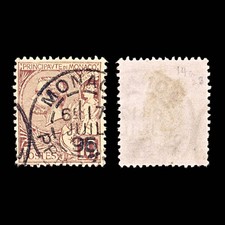 5411 Monaco SG14a 10c Purple-Brown on Yellow. 1891. Sc#15a Mi14 Used. C£26