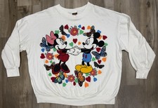 VTG 90s Mickey Minnie Mouse Disney crewneck sweatshirt women's Love Hearts 2XL