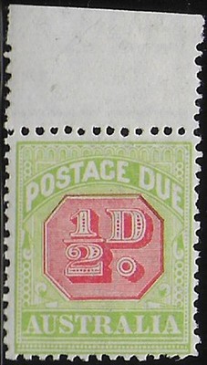 1913 Australien 1/2d. Porto fällige Briefmarken W 11 S 121/2 postfrisch SG Nr. D76w