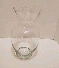 Clear Glass Vase Flared Opening With Wide Rounded Body And 11" Height