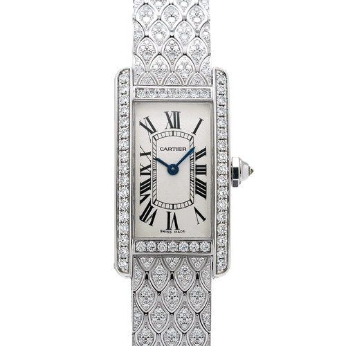 Cartier Tank HPI00620 ( 2489) 34.8mm White Gold Silver Wristwa...