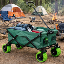 FOLDABLE GARDEN TRAILER COLLAPSIBLE PULL TROLLEY WAGON TRANSPORT HAND CART
