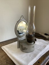 Vintage Wall Hanging Oil Lamp With Mirrored Back