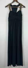 Betsey Adam Gown Womens 6 Black Embellished Cutout Ruched Formal Prom Pageant