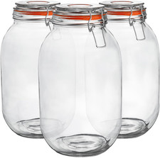 Argon Tableware Glass Jars with Airtight Metal Clip Lid - 3000Ml/105.5Oz
