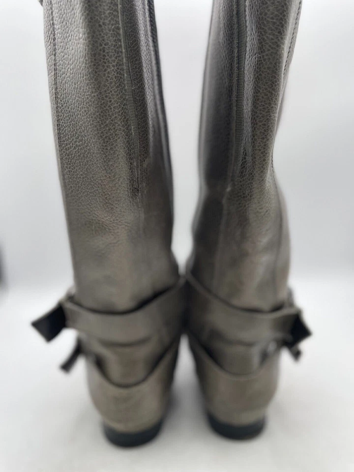 Bota de montar Enzo Angiolini Eazenzi para mujer talla 6M gris cuero cremallera punta almendra Foto 3 de 4