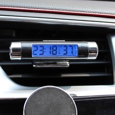 2 In 1 Car Electronic Clock Thermometer Luminous LED Digital Display Air Vent Ou