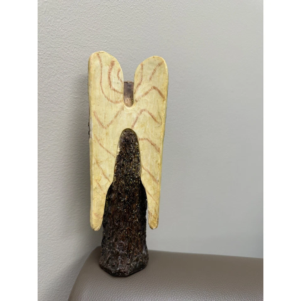 Rustic Angel Holding Star雕像桌面装饰闪亮的翅膀 — 第 3/4 张图片