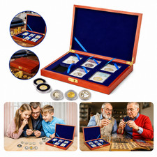 Solid Wood Display Storage Box Case for 6 Certified Coin Slab Holders - PCGS/NGC