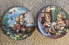 Set Of Two M. J. Hummel Little Companions Plates.  Excellent in Original Cases