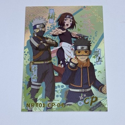 Obito, Kakashi, Rin | Naruto Trading Card CP 04 Gold Foil Thick Matte Art Tc13