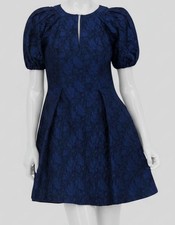 Vince Camuto Women's Blue Floral Jacquard Fit & Flare Dress Size 8