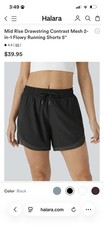 Mid Rise Drawstring Contrast Mesh 2-in-1 Flowy Running Shorts 5'' Size Large