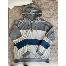 Women's Colorblock Hooded Sweatshirt - Gray, White Blue