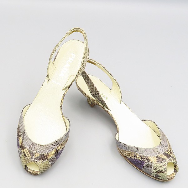 Prada Python Pattern Open Toe Slingback Women's S… - image 1