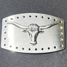 Western STEER BULL Head Cowboy Rodeo Style Belt Buckle Chrome