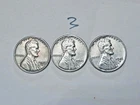 1943 P D S Lincoln Steel Wheat Cent Penny Set of 3 Coins Lot # 3 - 50 - 100