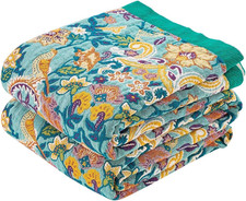 Boho Blanket Throw Quilt, 100 Cotton Soft Light Weight 60x80 Inch P-throw