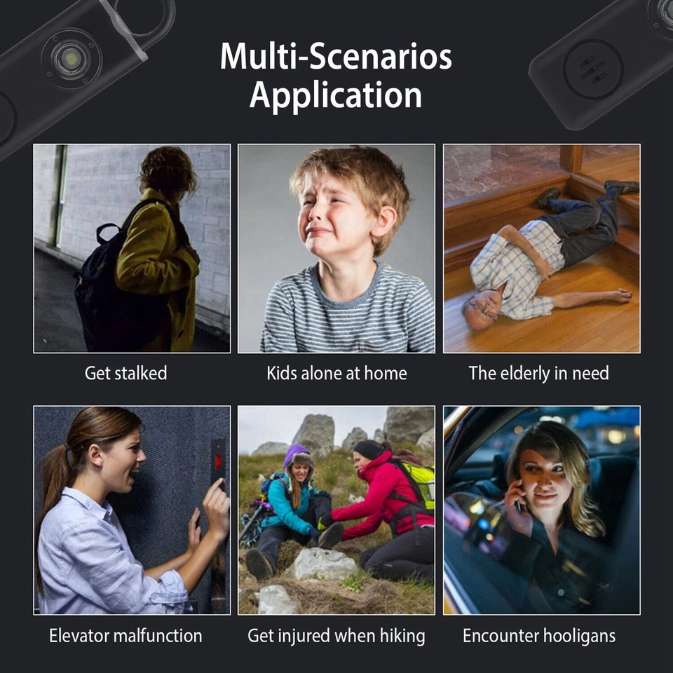 Personal Self Defense Alarm 130dB Anti-wolf Alert With LED Light Keychain - Image 4 of 4